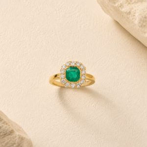 Emerald Halo Ring